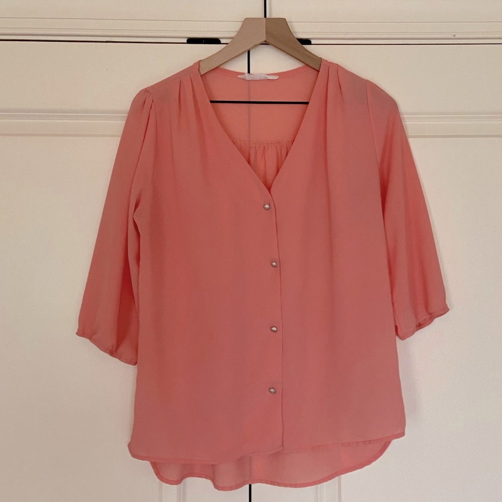 BOGO - Pink Blouse with Silver Buttons